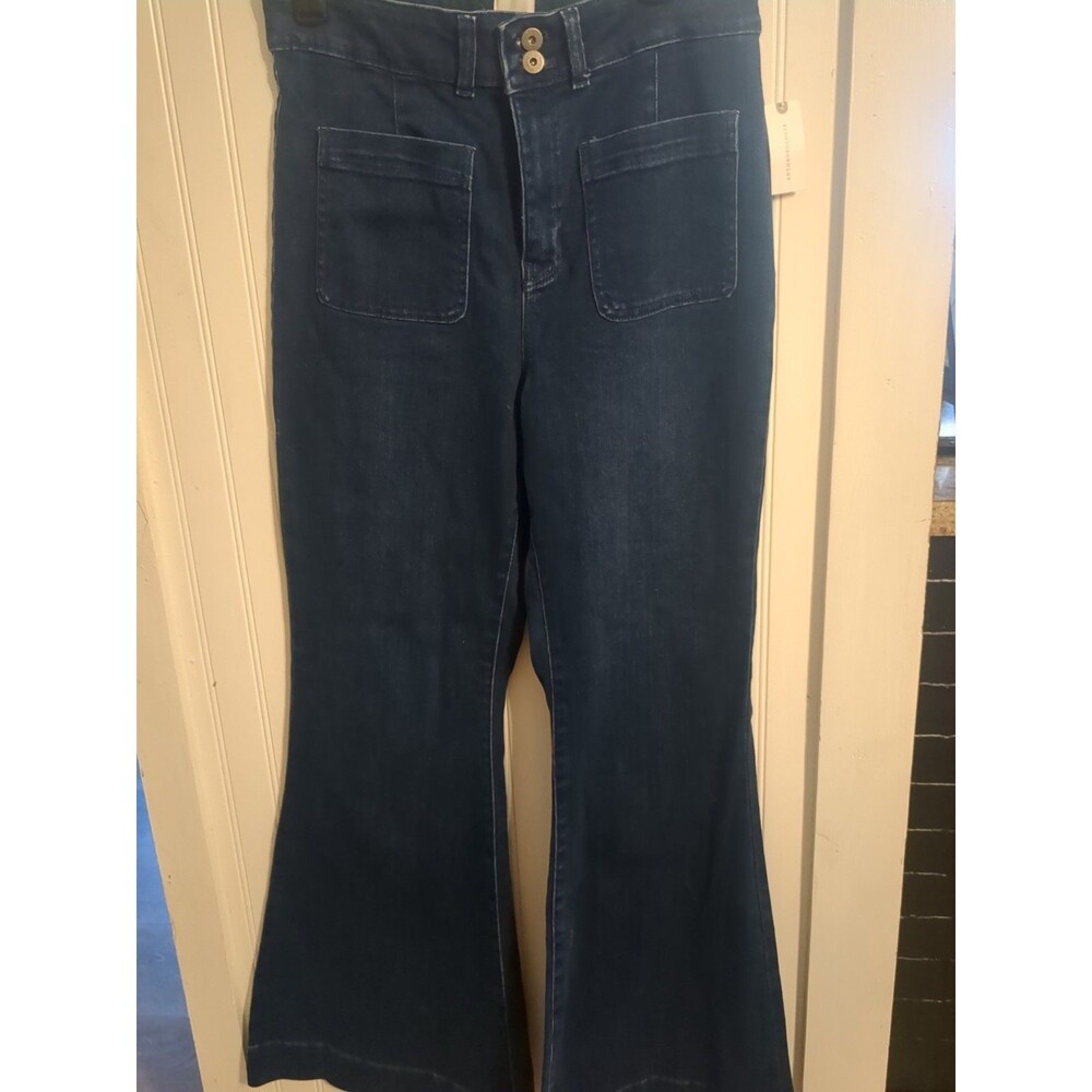 Anthropologie Dark Wash Denim Wide-Leg Flare Jeans